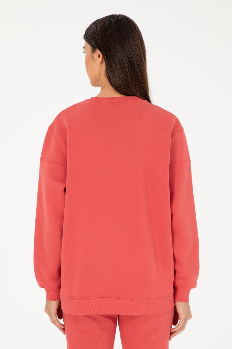 Kadın Nar Çiçeği Bisiklet Yaka Sweatshirt - 50297060020