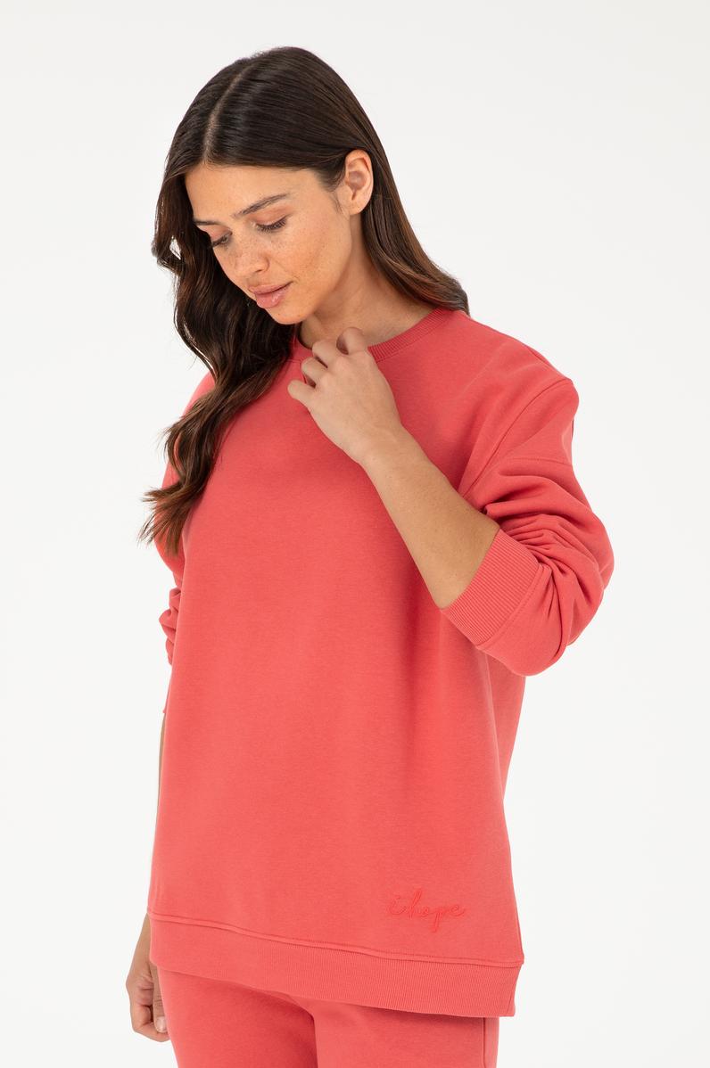 Kadın Nar Çiçeği Bisiklet Yaka Sweatshirt