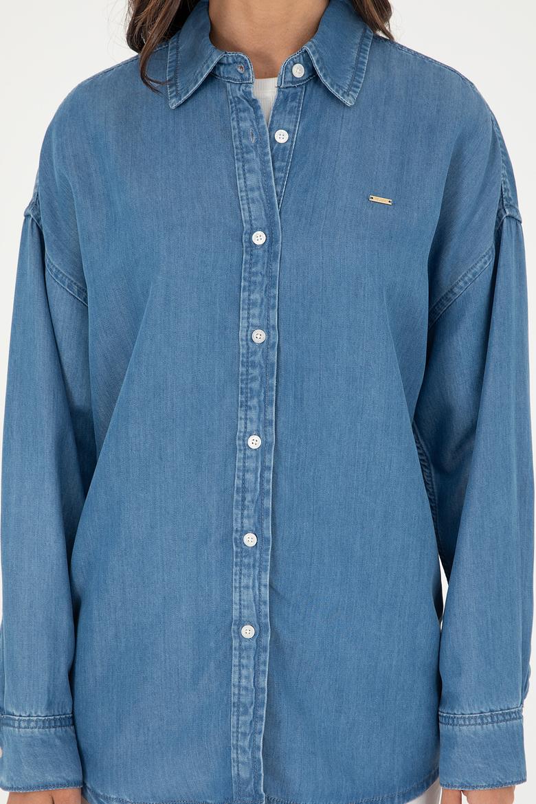 Kadın Açık Mavi Jean Gömlek - 50283538002