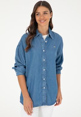 Kadın Açık Mavi Jean Gömlek - 50283538002