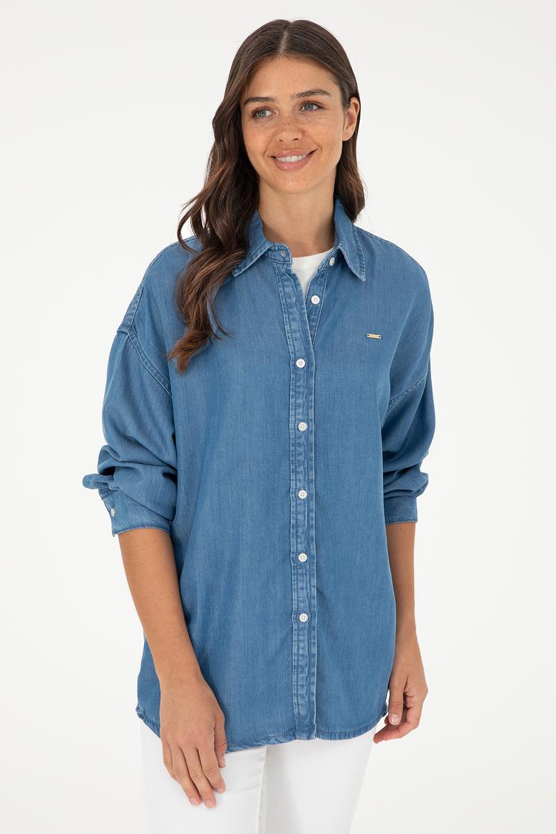 Kadın Açık Mavi Jean Gömlek - 50283538002