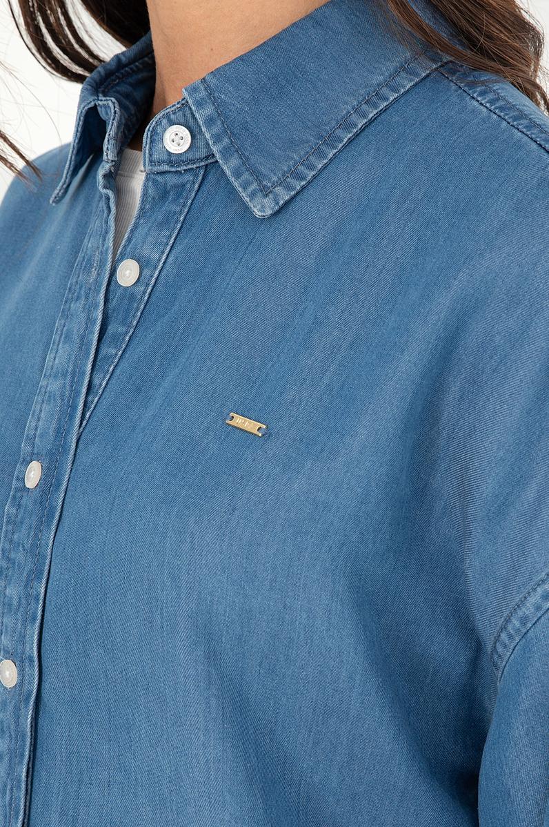 Kadın Açık Mavi Jean Gömlek