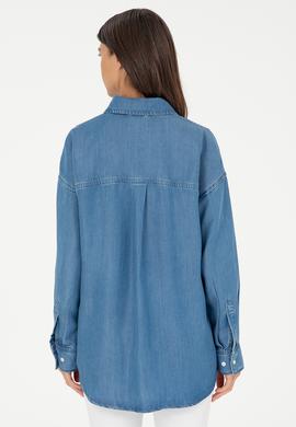 Kadın Açık Mavi Jean Gömlek - 50283538002