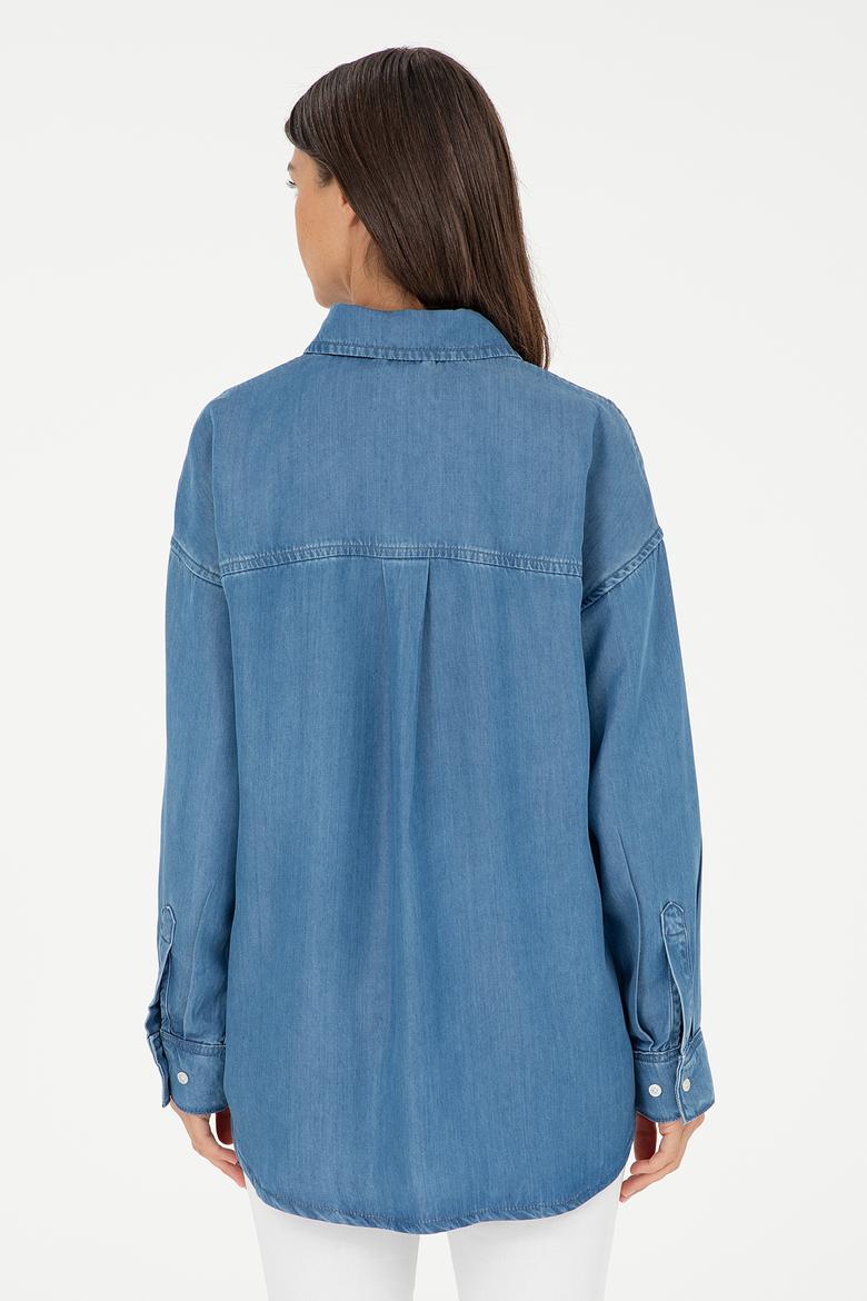 Kadın Açık Mavi Jean Gömlek - 50283538002