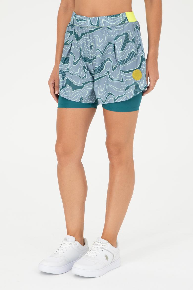 Kadın Koyu Yeşil Örme Şort - 50284298004