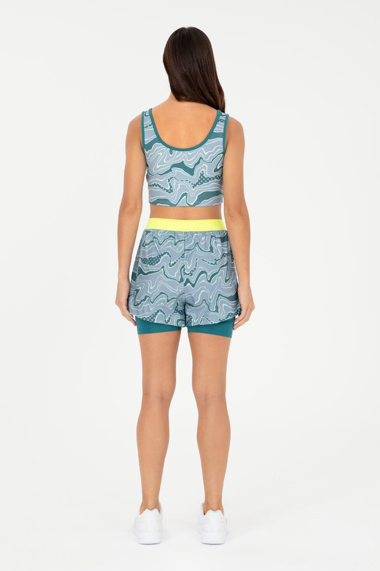 Kadın Koyu Yeşil Örme Şort - 50284298004