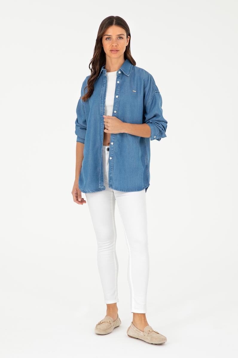 Kadın Beyaz Toothpick Fit Kanvas Pantolon