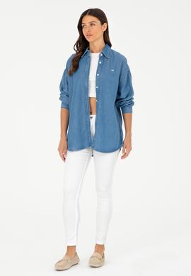 Kadın Beyaz Toothpick Fit Kanvas Pantolon - 50281692030