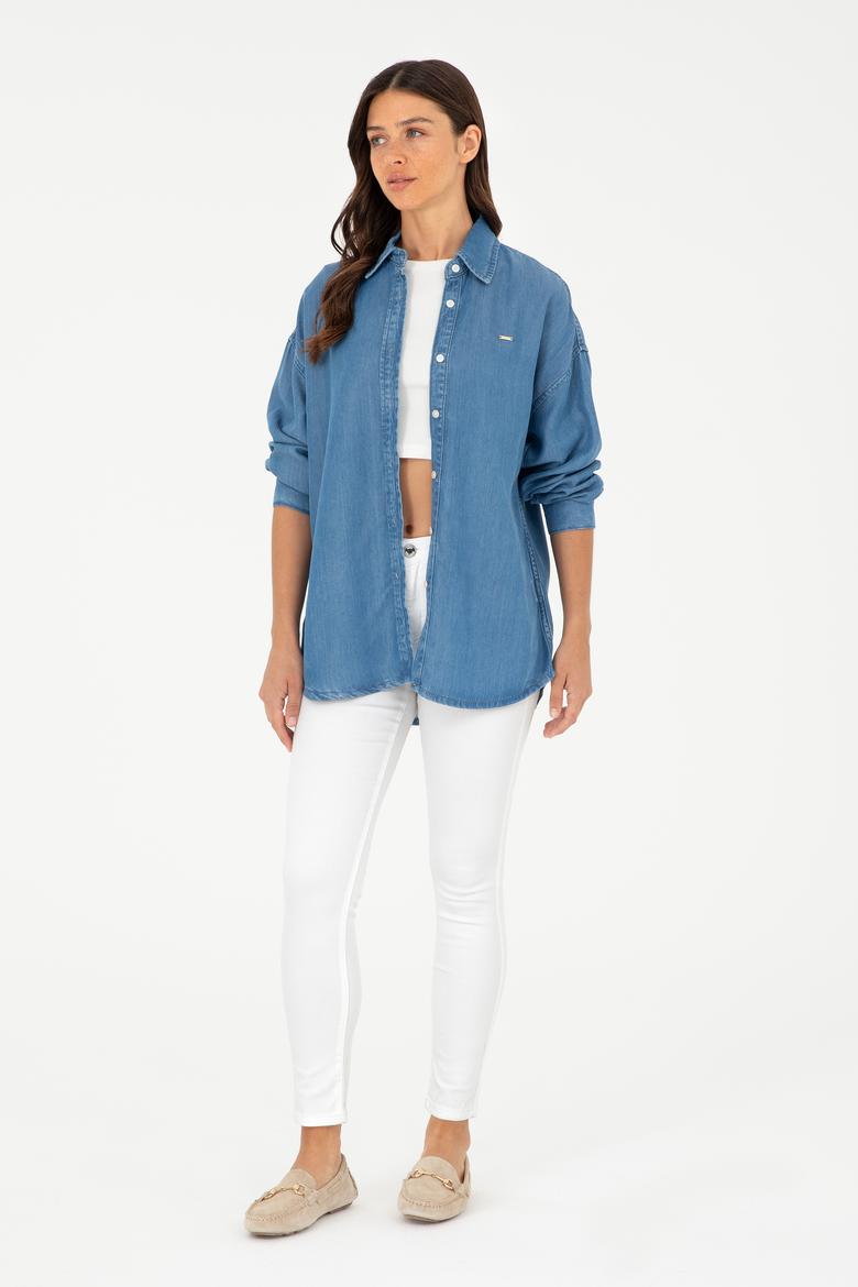 Kadın Beyaz Toothpick Fit Kanvas Pantolon - 50281692030