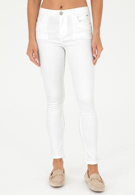 Kadın Beyaz Toothpick Fit Kanvas Pantolon - 50281692030