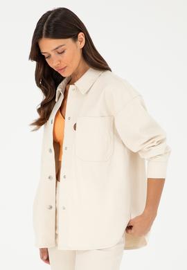 Kadın Bej Jean Gömlek - 50283864004