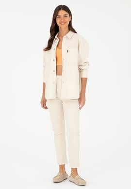 Kadın Bej Jean Gömlek - 50283864004