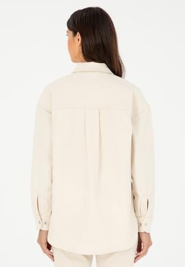 Kadın Bej Jean Gömlek - 50283864004