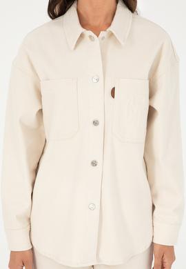 Kadın Bej Jean Gömlek - 50283864004