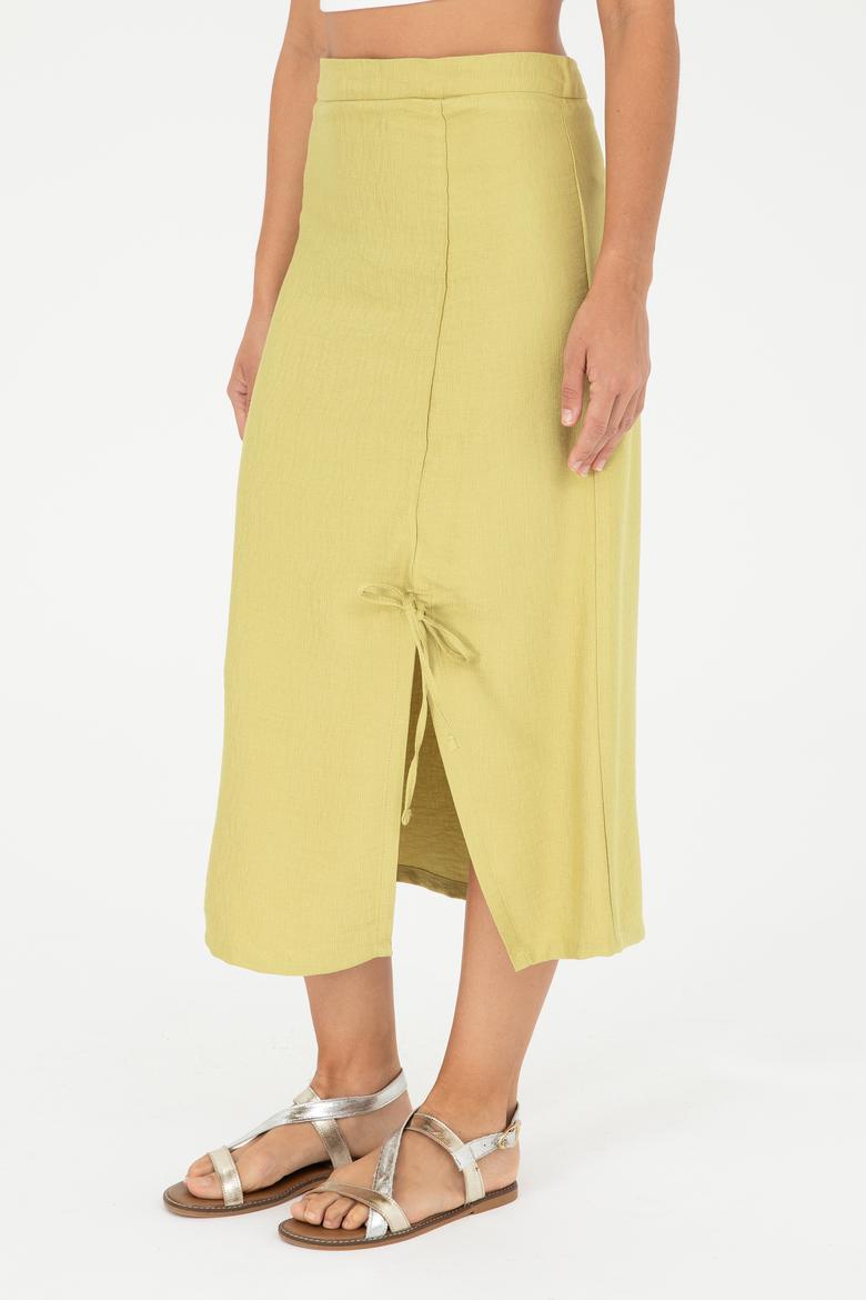 Kadın Fıstık Yeşili Dokuma Etek - 50281741002