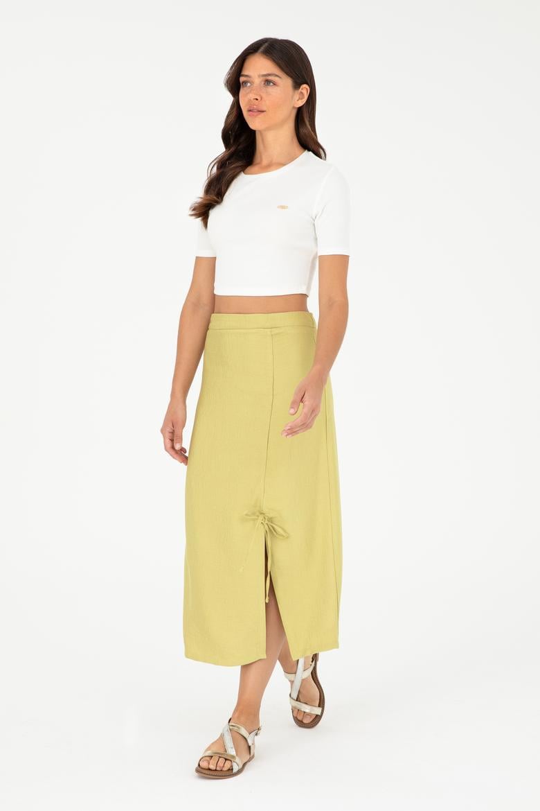 Kadın Fıstık Yeşili Dokuma Etek - 50281741002