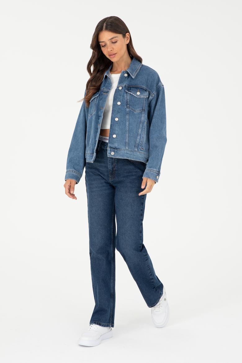 Kadın Koyu Mavi Jean Pantolon - 50282823004