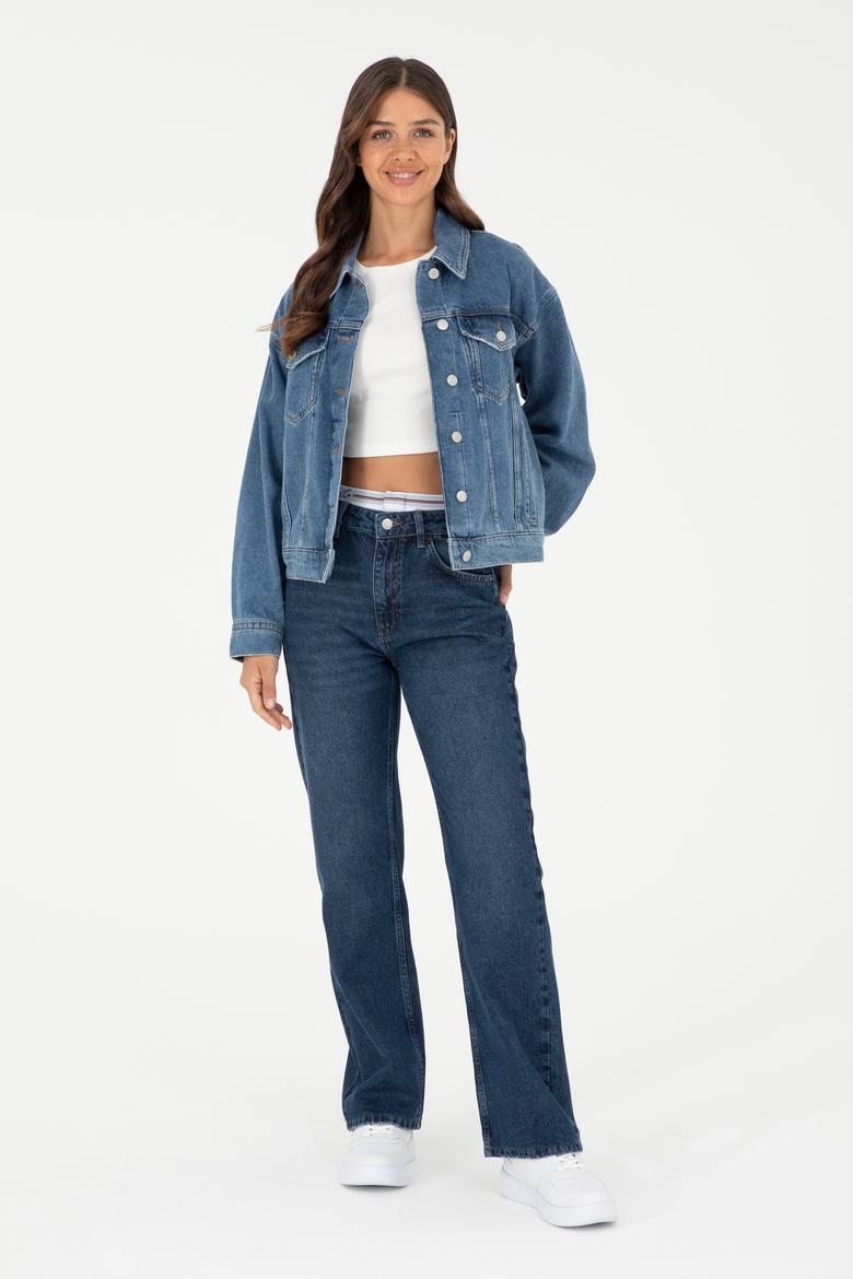 Kadın Koyu Mavi Jean Pantolon