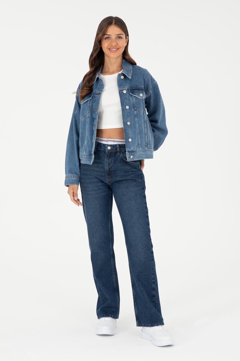 Kadın Koyu Mavi Jean Pantolon