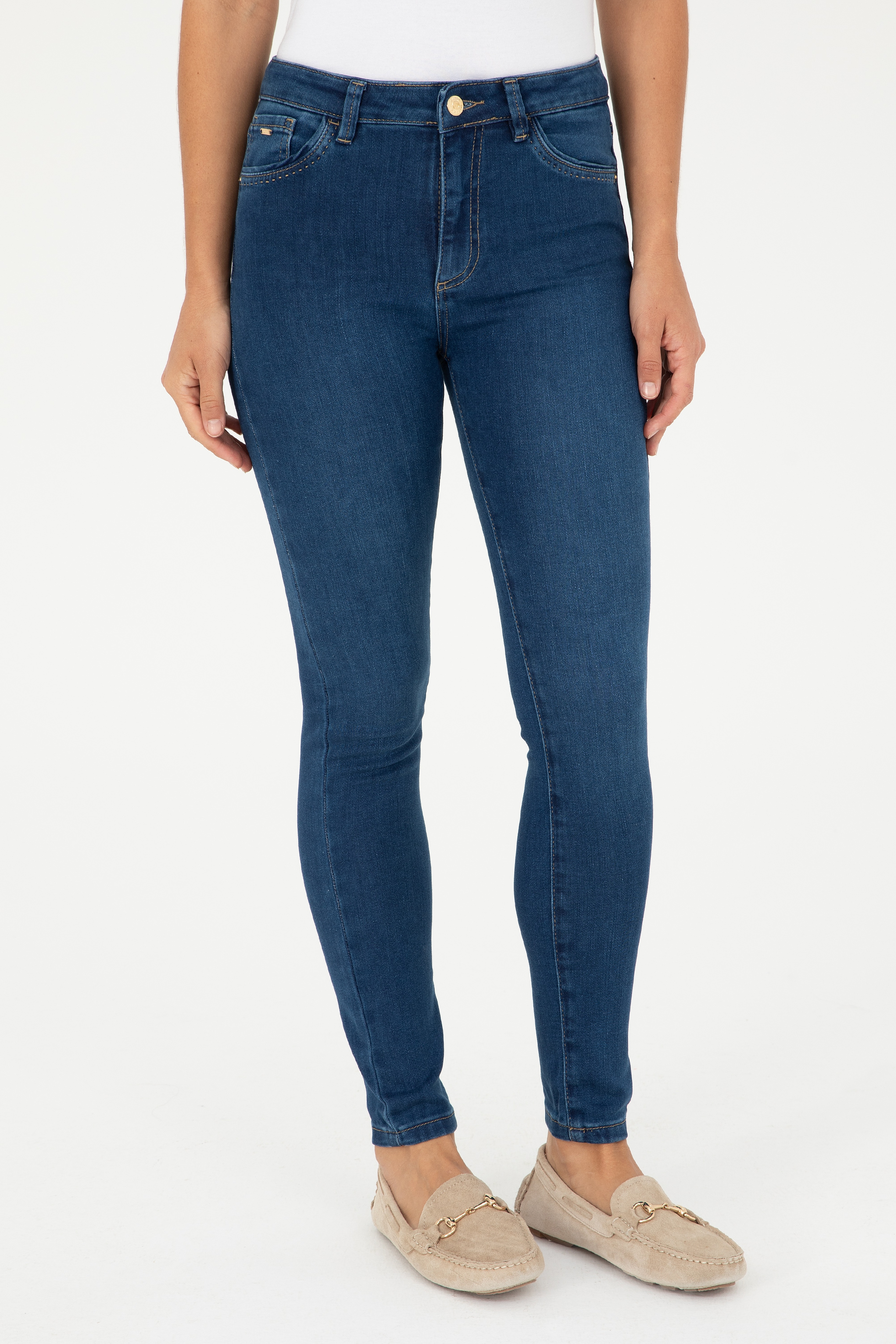 Kadın Koyu Mavi Skinny Fit Jean Pantolon
