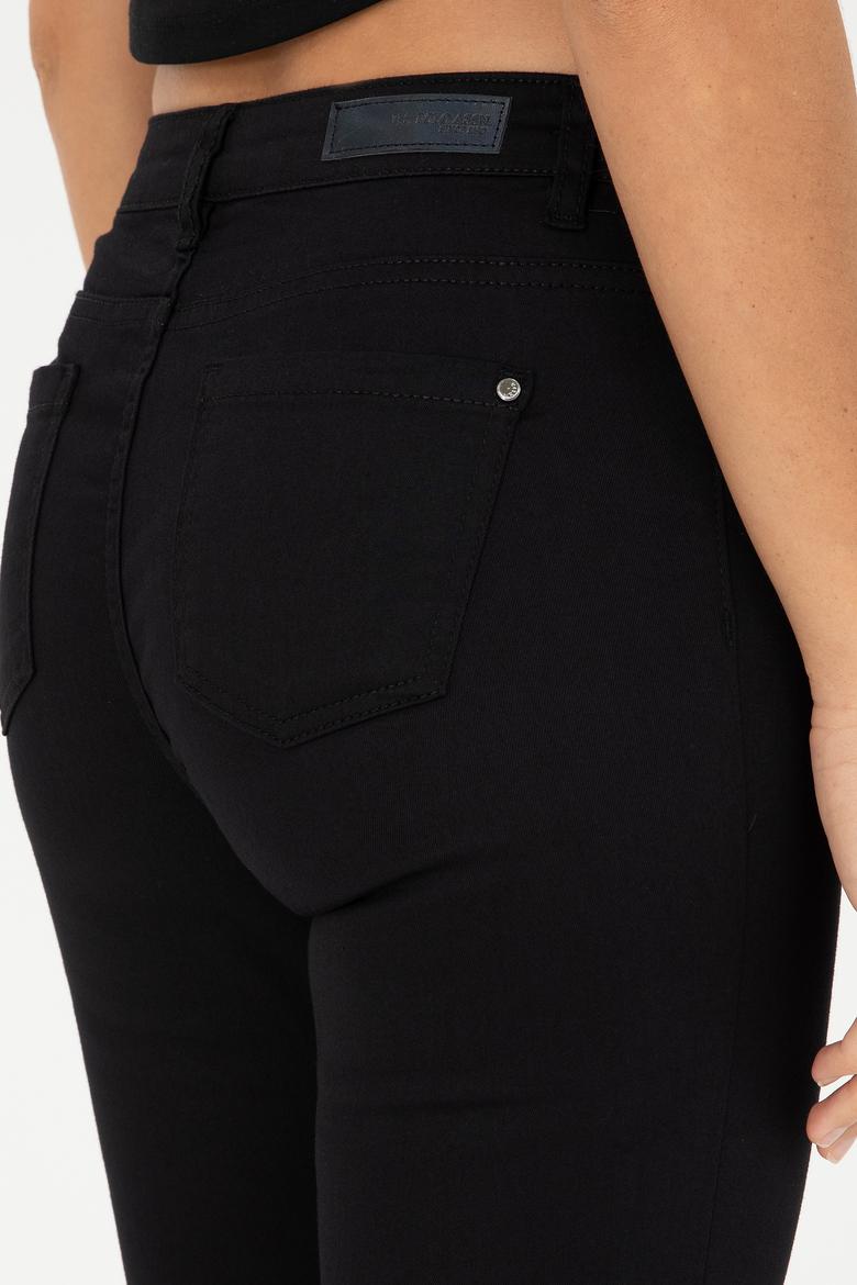 Kadın Siyah Toothpick Fit Kanvas Pantolon - 50281692009
