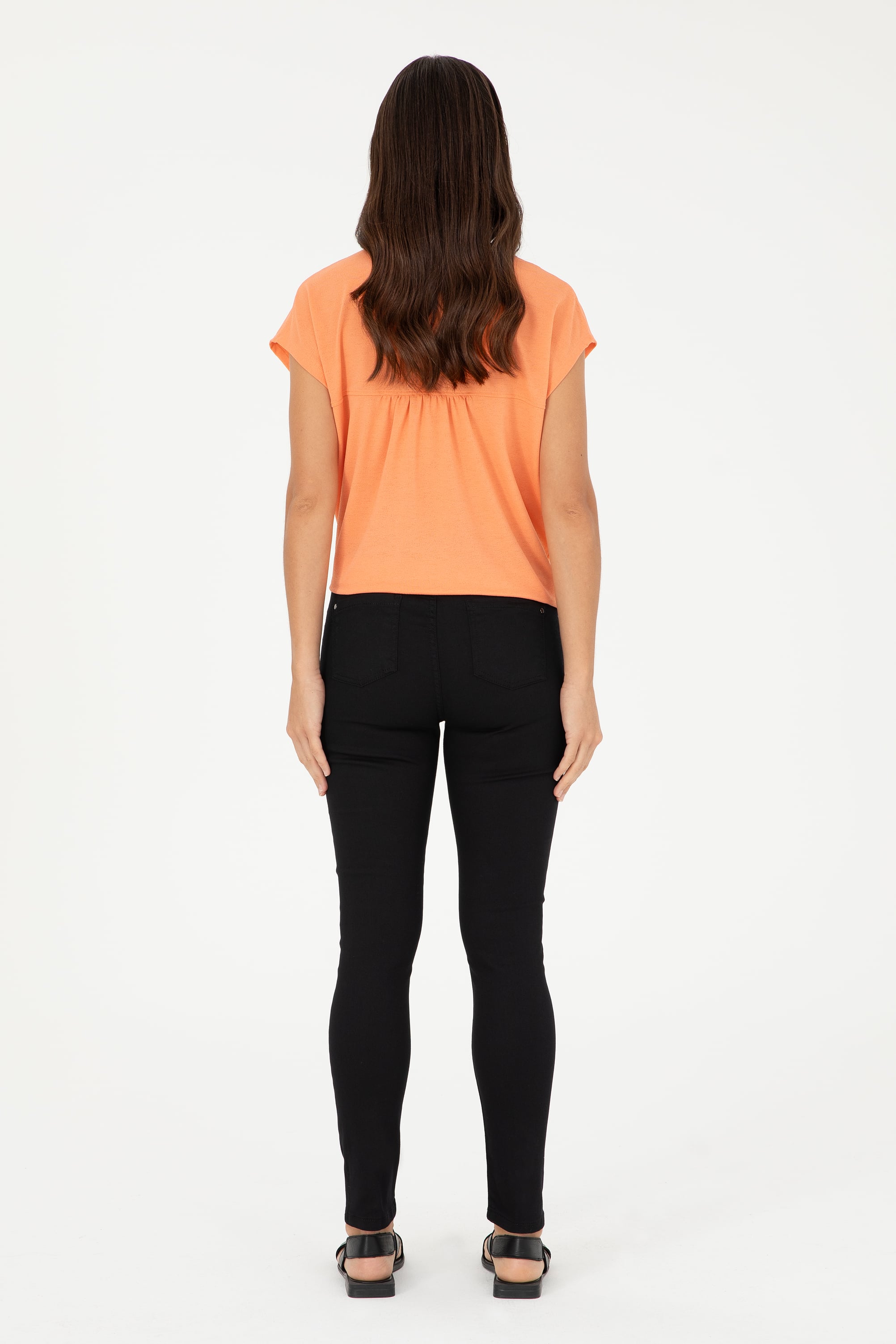Kadın Siyah Toothpick Fit Kanvas Pantolon - Image 4