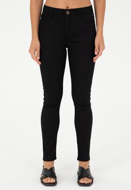 Kadın Siyah Toothpick Fit Kanvas Pantolon - 50281692009