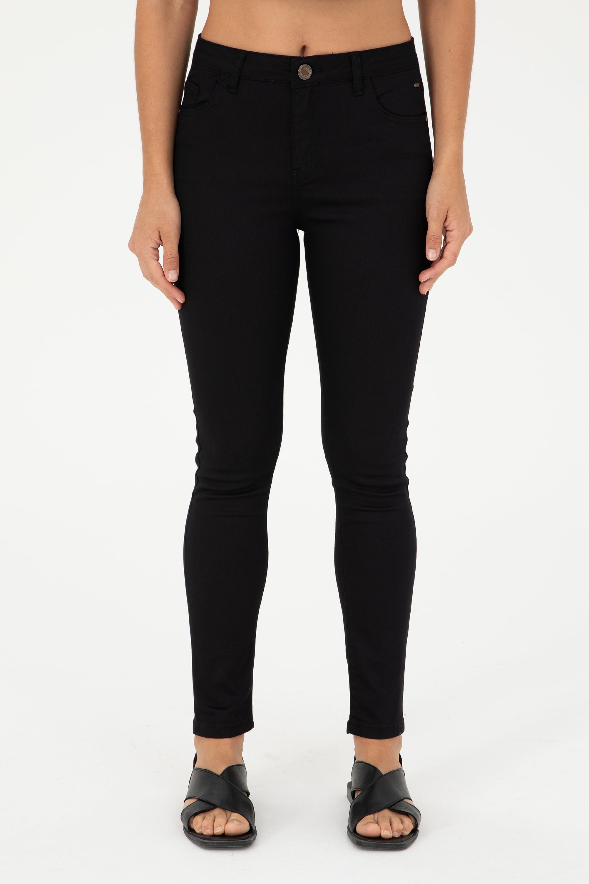 Kadın Siyah Toothpick Fit Kanvas Pantolon
