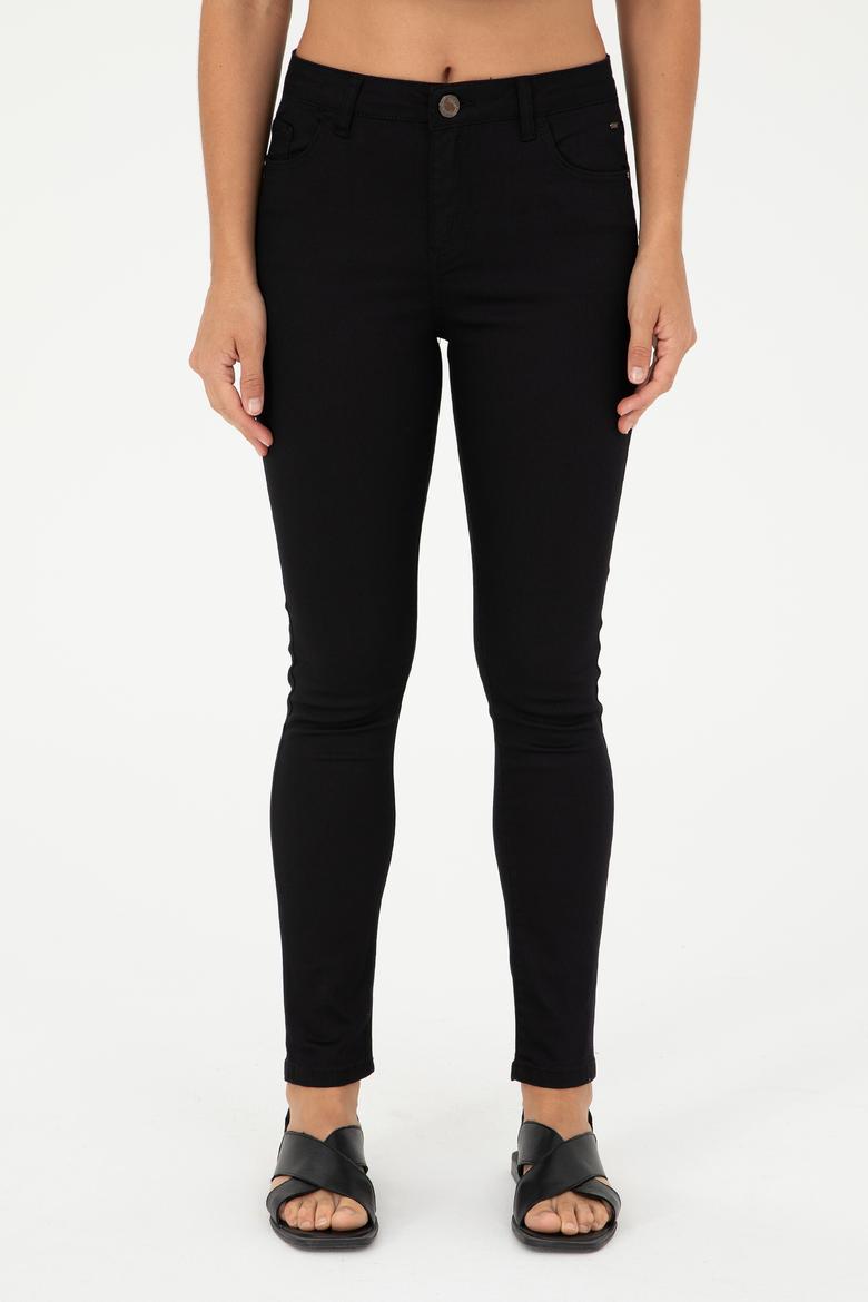 Kadın Siyah Toothpick Fit Kanvas Pantolon - 50281692009