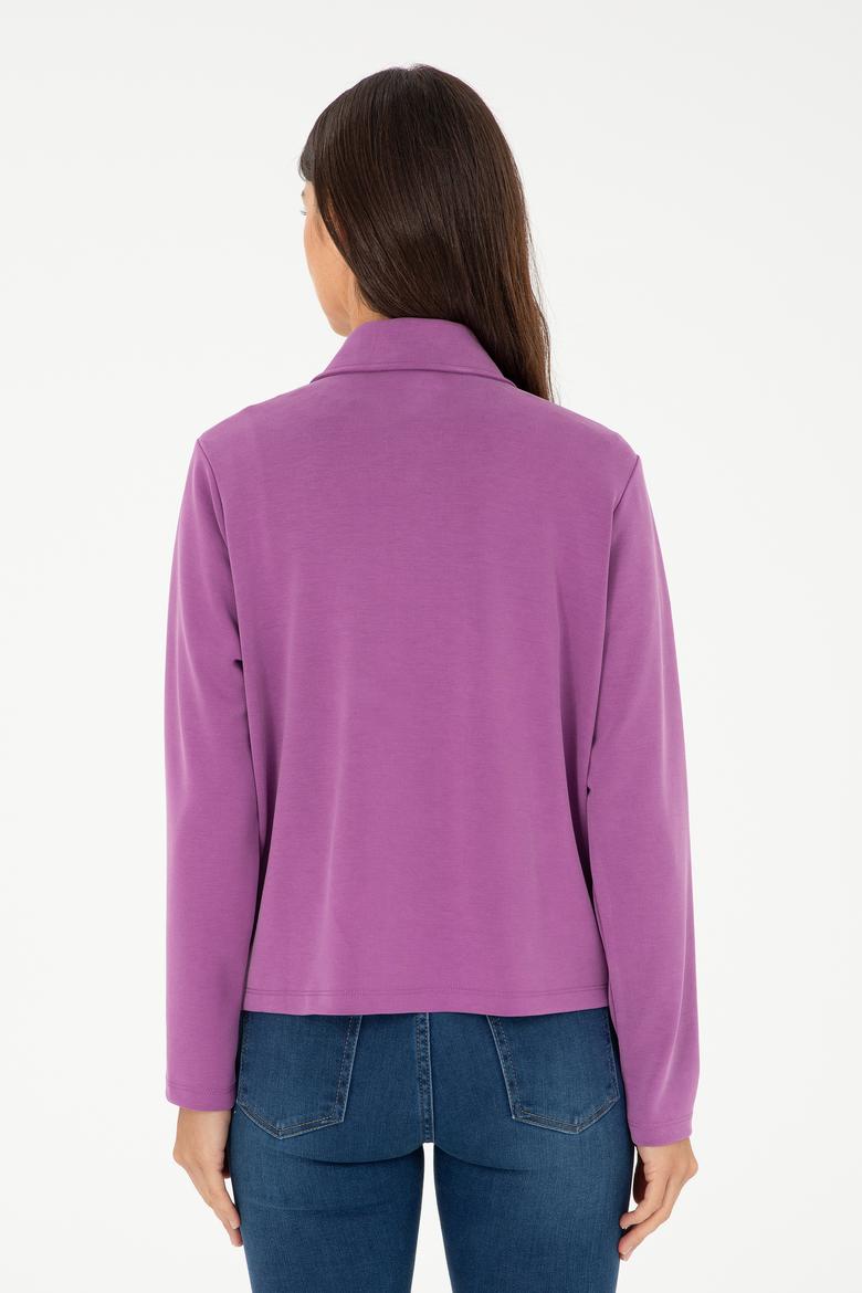 Kadın Mor Polo Yaka Sweatshırt - 50282884022