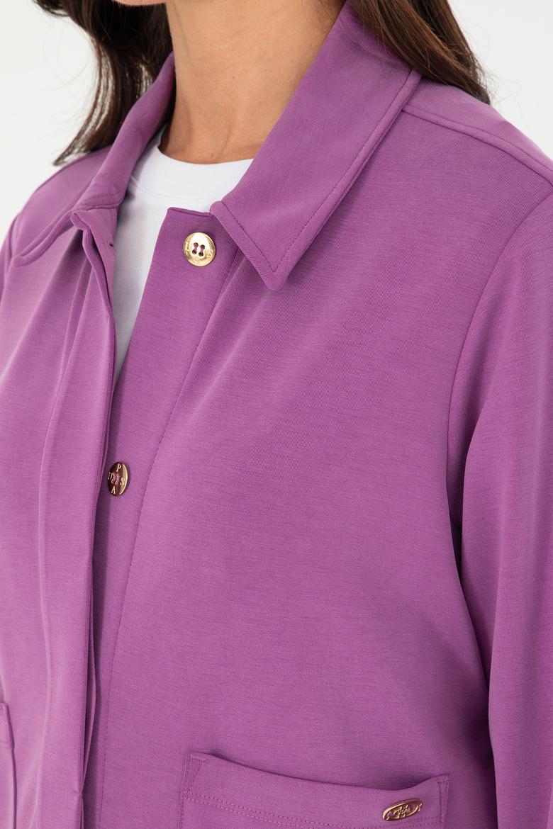 Kadın Mor Polo Yaka Sweatshırt - 50282884022