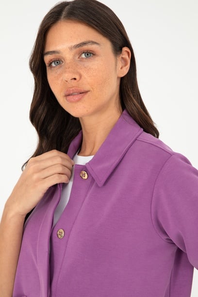 Kadın Mor Polo Yaka Sweatshırt
