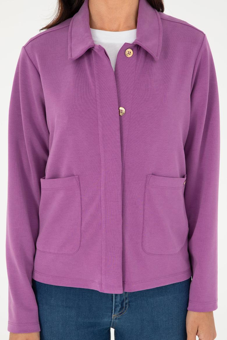 Kadın Mor Polo Yaka Sweatshırt - 50282884022