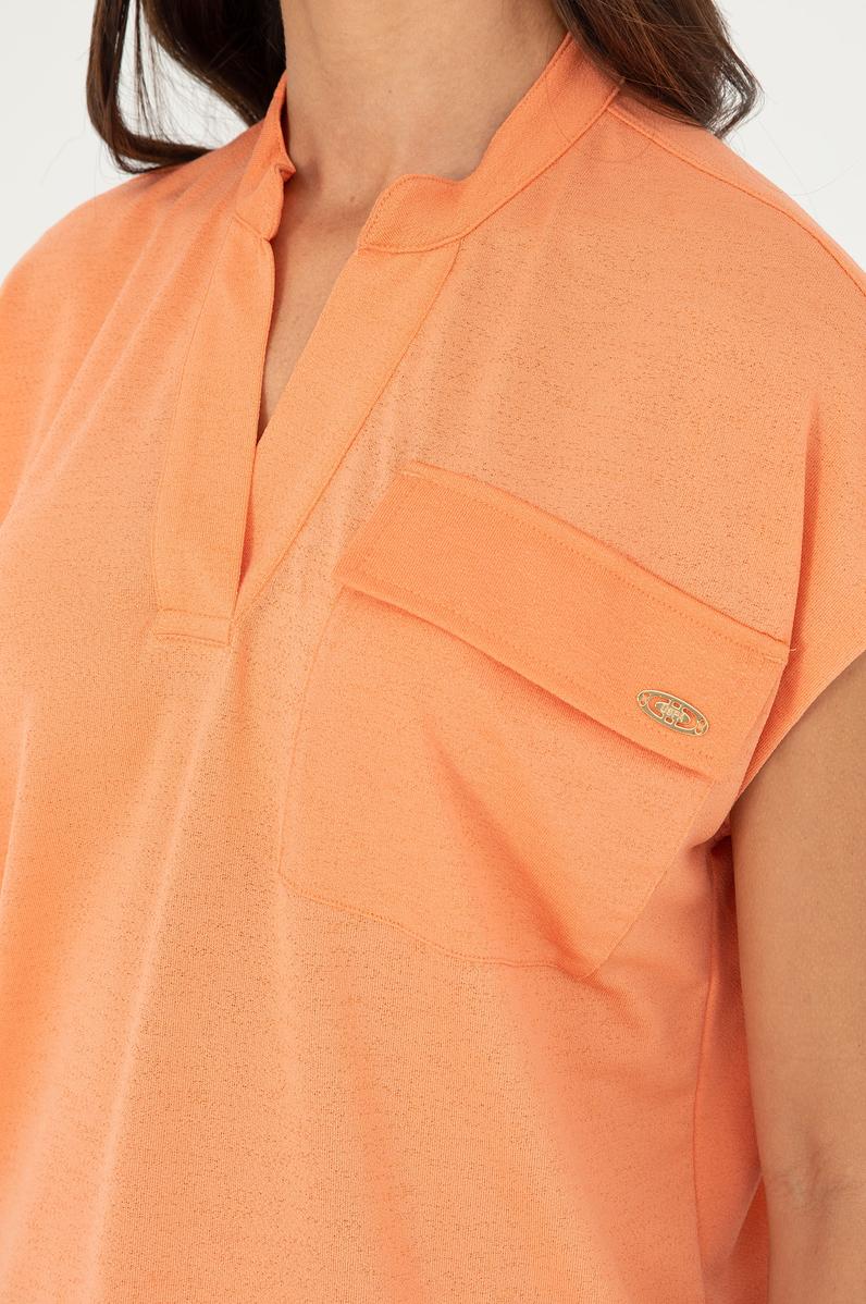 Kadın Somon Hakim Yaka Tişört