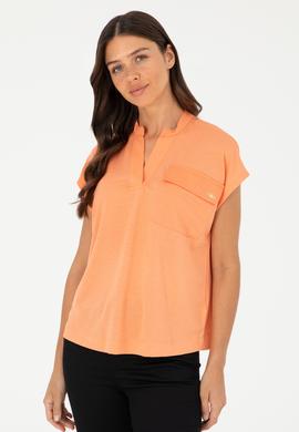 Kadın Somon Hakim Yaka Tişört - 50281814013