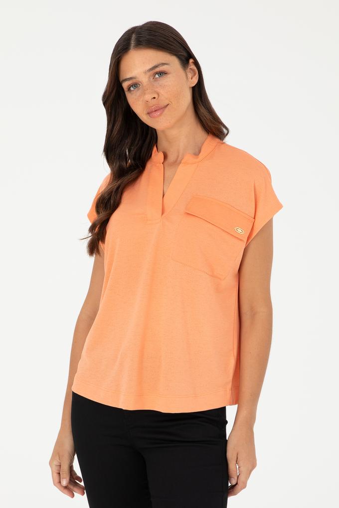 Kadın Somon Hakim Yaka Tişört