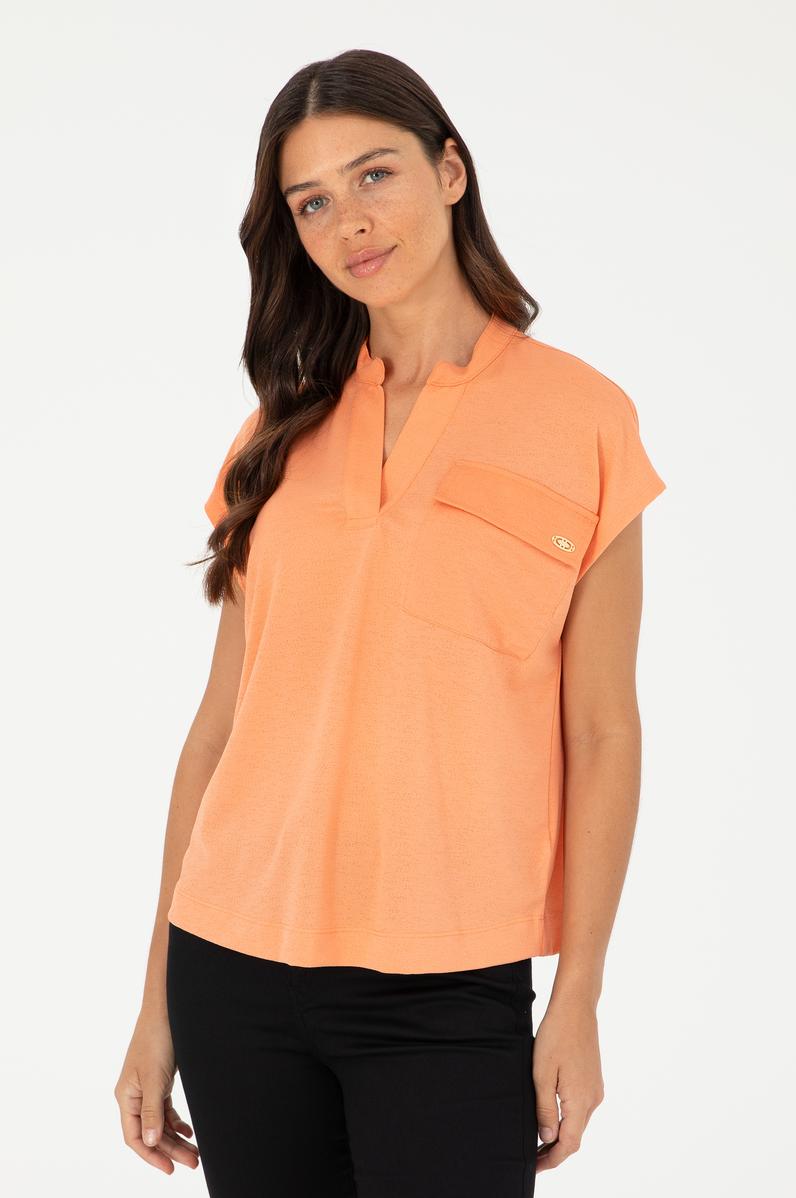 Kadın Somon Hakim Yaka Tişört