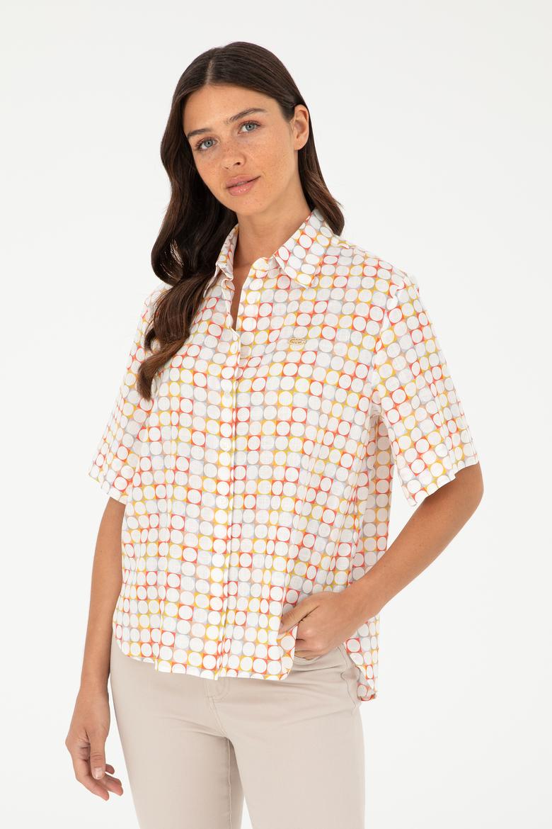 Kadın Nar Çiçeği Kısa Kollu Gömlek