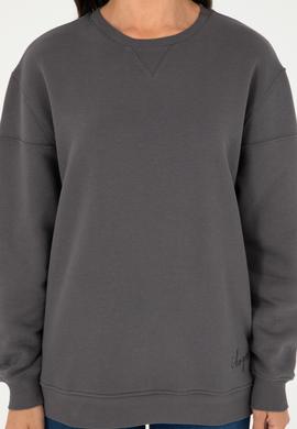 Kadın Antrasit Bisiklet Yaka Sweatshirt - 50297060005