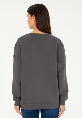 Kadın Antrasit Bisiklet Yaka Sweatshirt - 50297060005