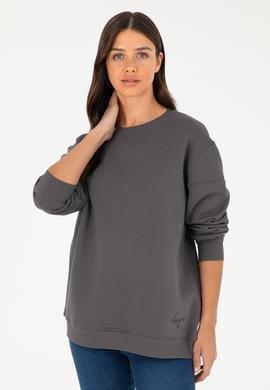 Kadın Antrasit Bisiklet Yaka Sweatshirt - 50297060005