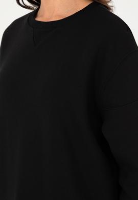 Kadın Siyah Bisiklet Yaka Sweatshirt - 50297060014