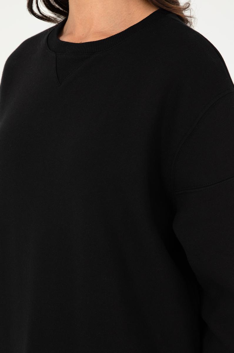 Kadın Siyah Bisiklet Yaka Sweatshirt