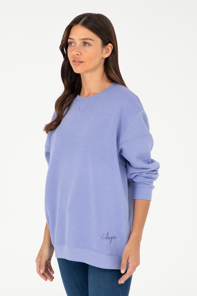 Kadın Lila Bisiklet Yaka Sweatshirt