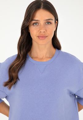 Kadın Lila Bisiklet Yaka Sweatshirt - 50297060037