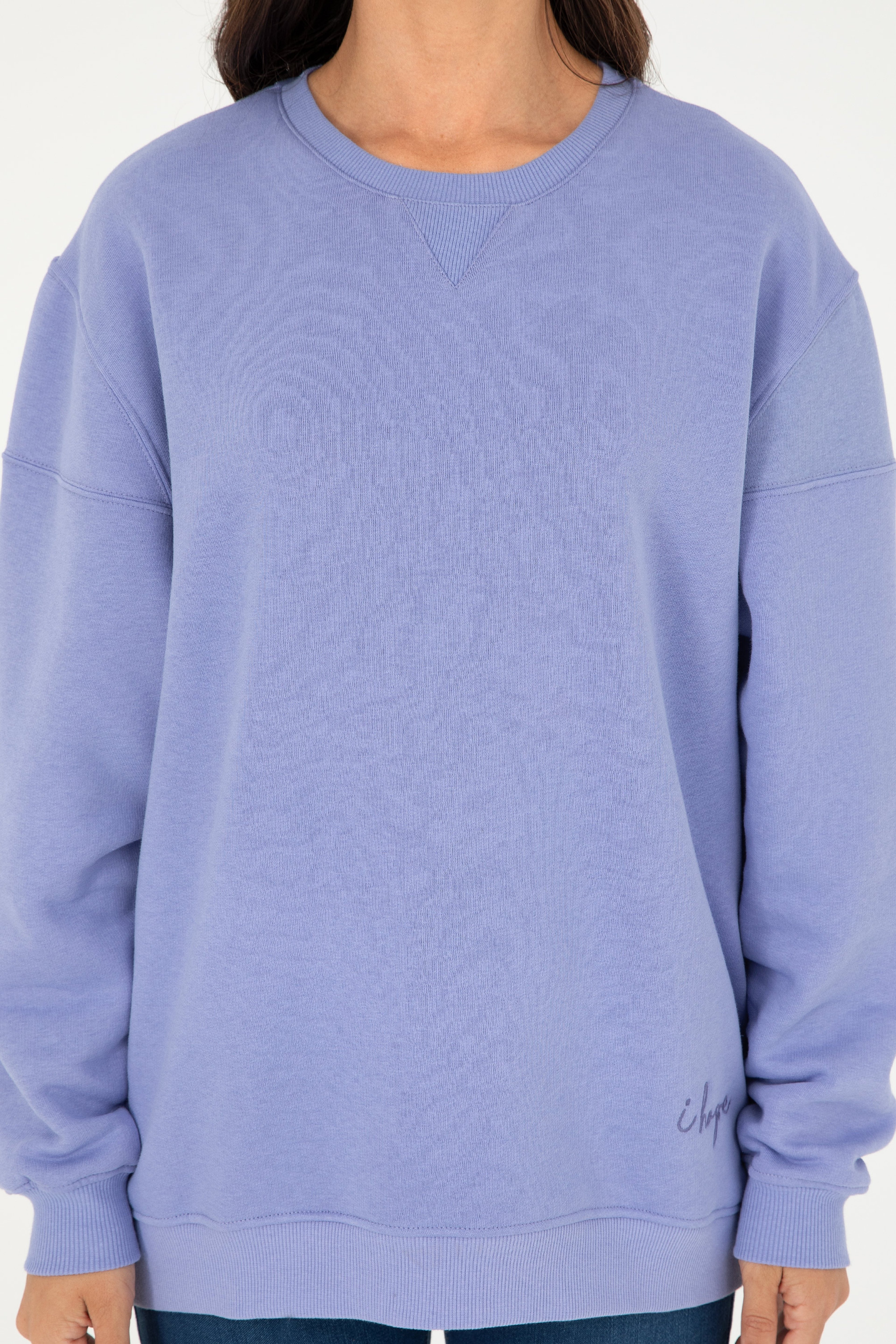 Kadın Lila Bisiklet Yaka Sweatshirt - Image 6