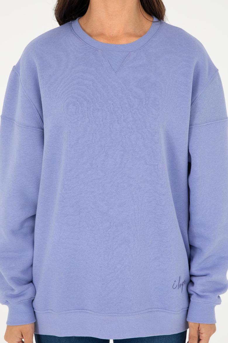 Kadın Lila Bisiklet Yaka Sweatshirt - 50297060037