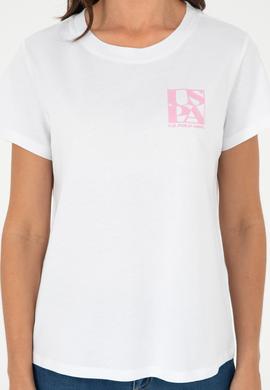 Kadın Beyaz Bisiklet Yaka Tişört - 50296138015