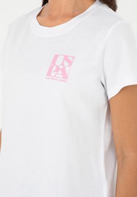 Kadın Beyaz Bisiklet Yaka Tişört - 50296138015