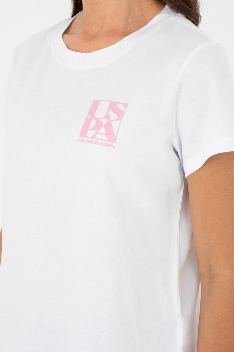 Kadın Beyaz Bisiklet Yaka Tişört